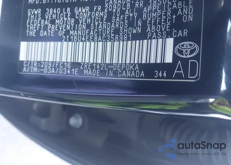 2010 Toyota Corolla Le из США, поврежденный, VIN 2T1BU4EE8AC358981